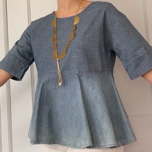 AG Adriano Goldschmeid chambray peplum top
